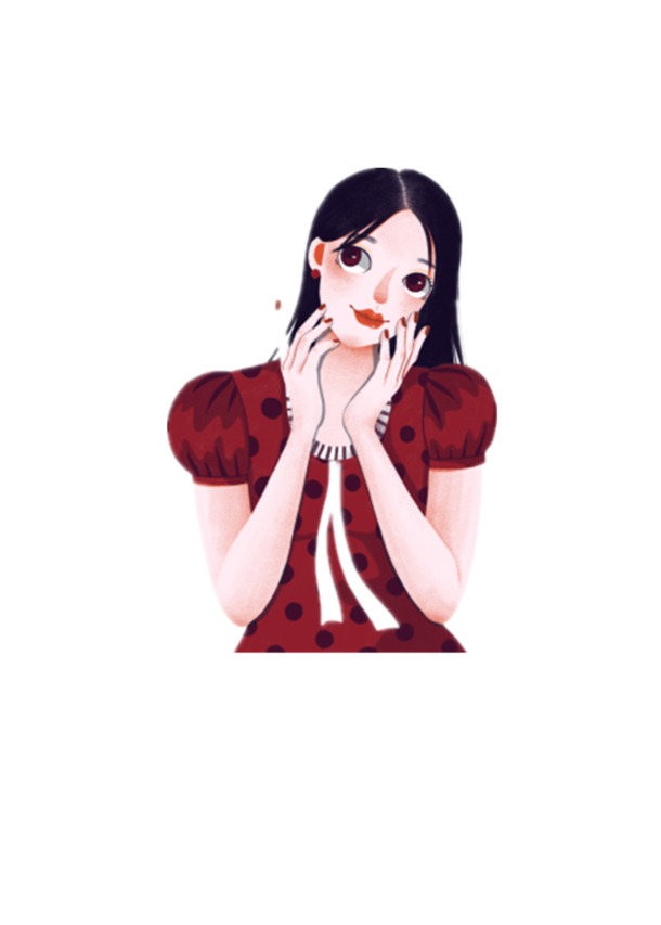 手绘女神妇女节PNG素材，高清透明节日元素图片免费下载