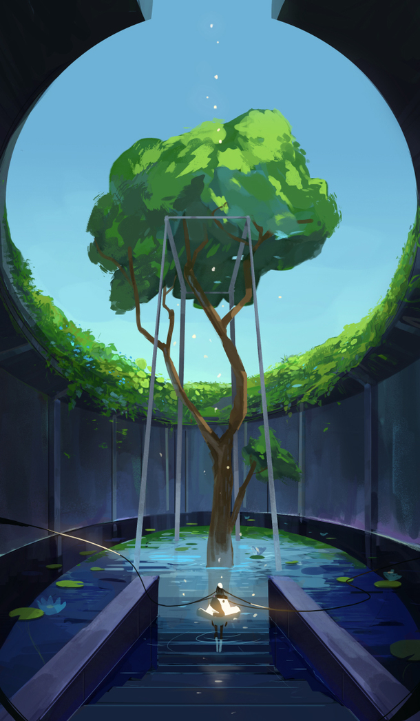 手绘绿色大树，现代风景高清PNG透明背景，卡通手绘图片设计素材下载