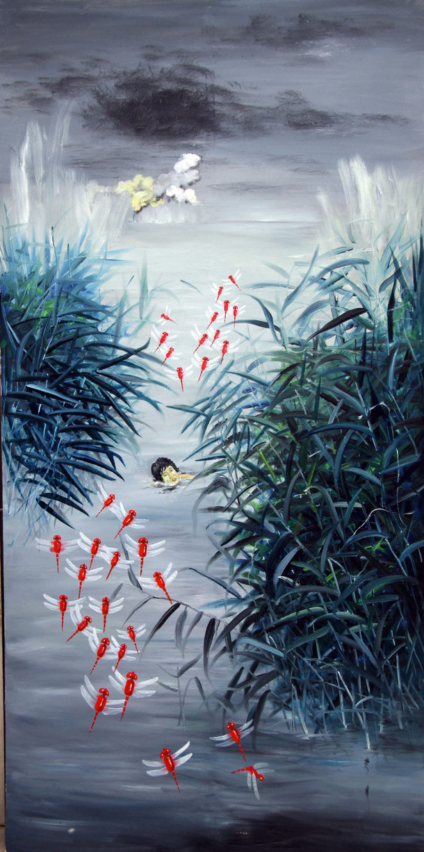草丛红蜻蜓，高清PNG透明背景，动漫海报设计素材免费下载