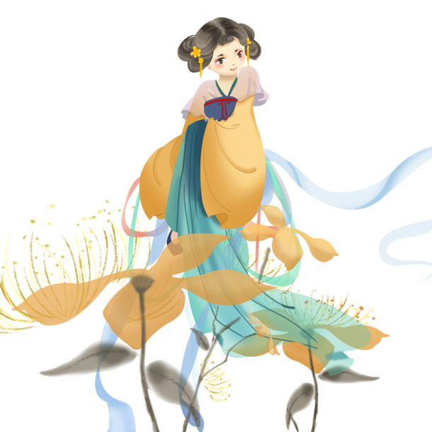 汉服小女孩PNG免扣素材，高清透明图片及PSD设计元素下载