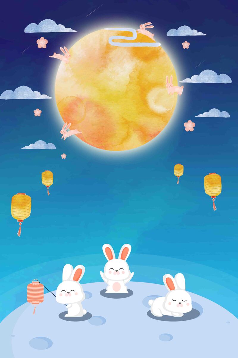中秋团圆夜，嫦娥月兔美图赏析，复古中国风设计素材免费下载