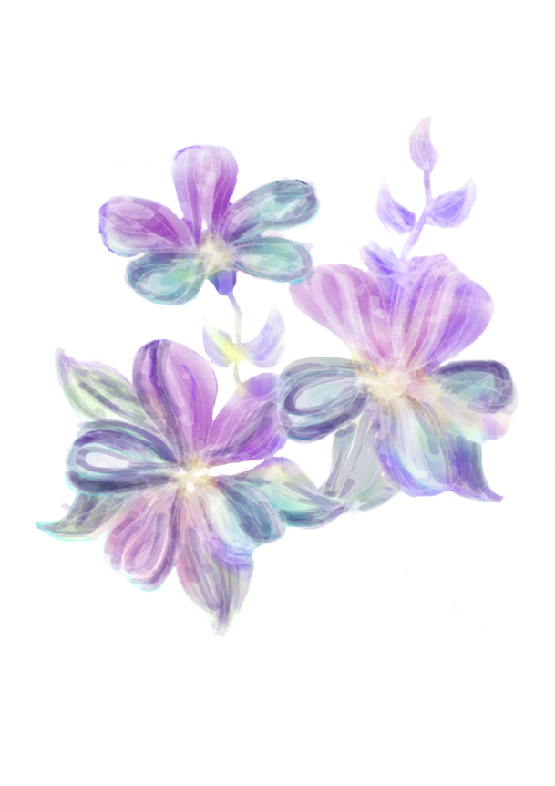 蓝紫梦幻透明花，高清PNG装饰元素花纹，设计素材随心下载