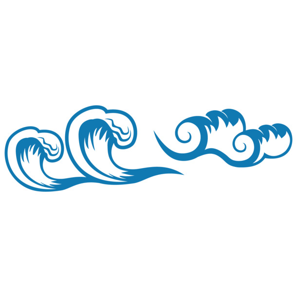 矢量海浪纹理，高清蓝色卷曲PNG透明装饰图片，AI格式设计素材下载