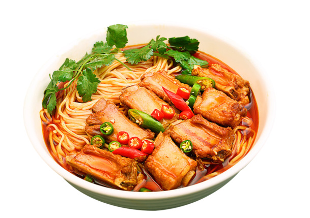 香辣排骨面美味诱人，高清PNG透明图片，生活用品装饰元素，设计素材免费下载