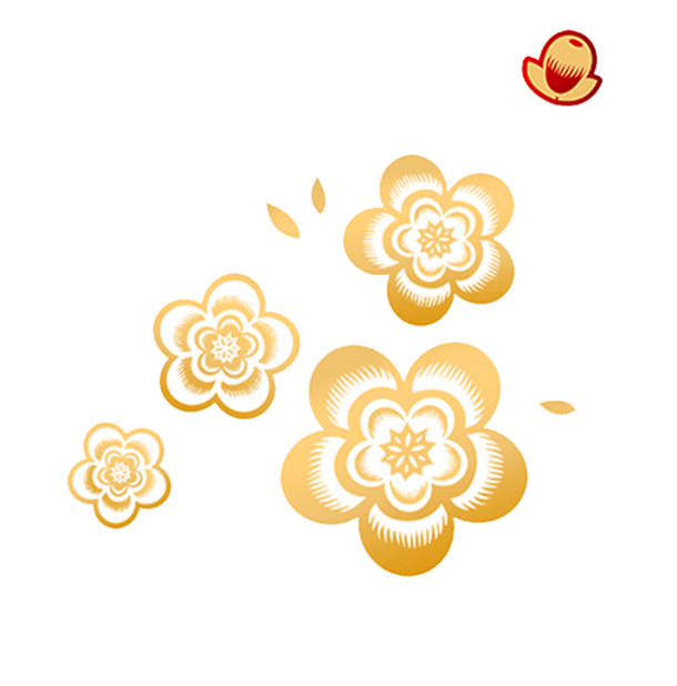红色花朵微立体免抠PNG元素，高清透明花纹图片设计素材下载