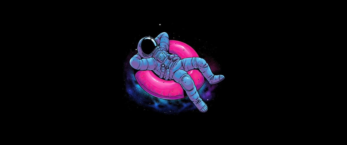简约创意太空人动漫4K壁纸，带鱼屏高清3440x1440，免费下载