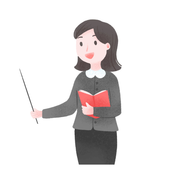 教师节女教师手绘卡通PNG透明图，AI格式设计素材高清下载