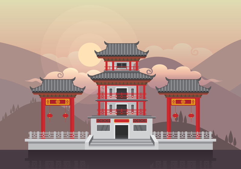 中国古代建筑矢量背景，高清JPG复古中国风图片素材下载