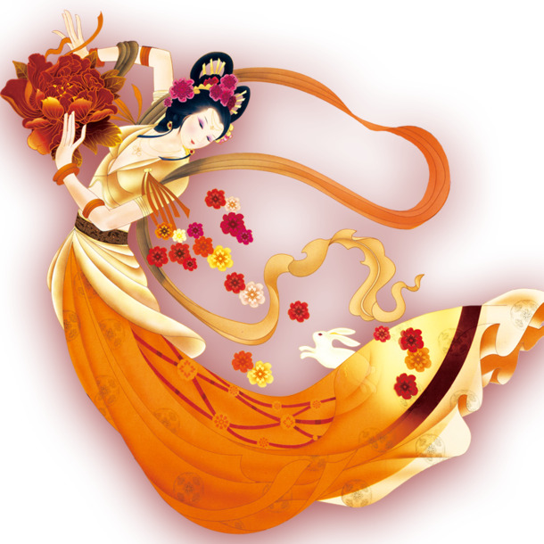 嫦娥PNG透明图，中秋节节日元素，高清设计素材下载
