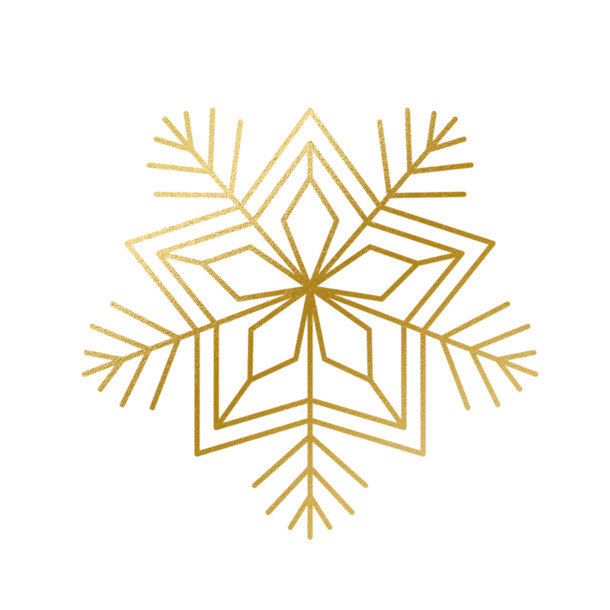 2021圣诞节雪花PNG素材，金色高清透明，节日元素设计必备下载