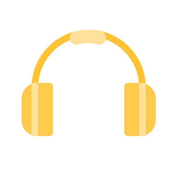 黄色圆弧弯曲耳机PNG透明图，手绘卡通元素，EPS格式设计素材下载