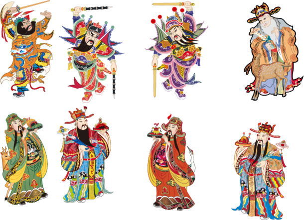 吉祥财神爷PNG透明图，元旦春节元宵节日素材，高清下载