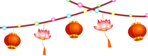 新年春节元宵高清PNG透明彩灯图片素材，PSD格式设计元素免费下载