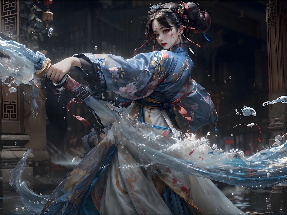 赛博修仙之美，AI绘画精选，平板壁纸高清下载（2732x2048）