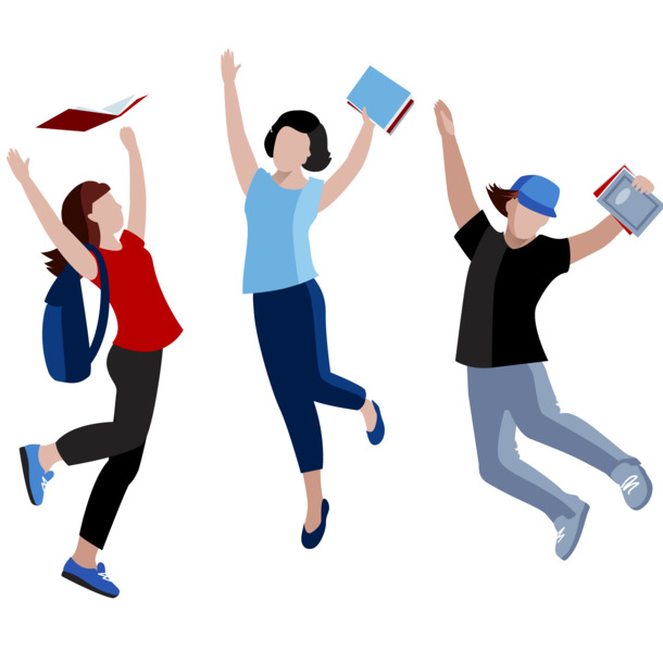 学生手绘卡通插画，跳跃元素PNG/AI格式高清透明图片，设计素材下载