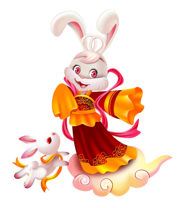中秋月兔PNG透明图，高清节日元素，设计素材下载