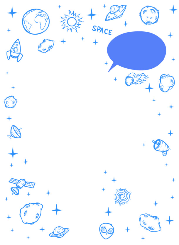 手绘宇宙装饰PNG透明图，卡通元素丰富，AI格式设计素材下载