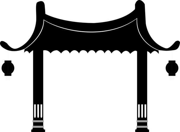 中国风黑白亭台PNG透明图片，高清AI设计素材，免费下载