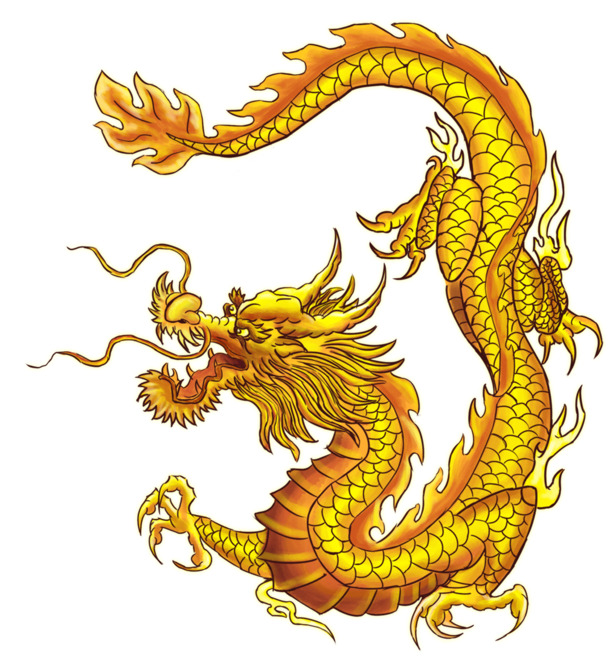 二月二龙抬头，精美金色舞龙PNG透明图片，花纹装饰元素，高清设计素材下载
