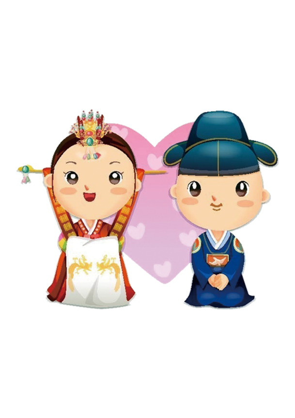 卡通韩风夫妻PNG透明图，节日元素，情人节设计素材下载