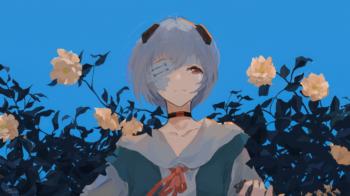 AI绘制绫波丽流泪动漫，高清4K壁纸，超清3840x2160，一键下载