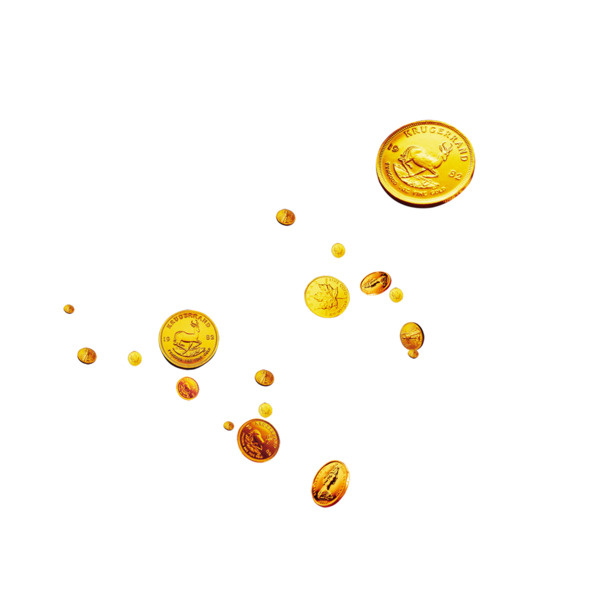 高清PNG金币漂浮元素，透明图片设计素材免费下载