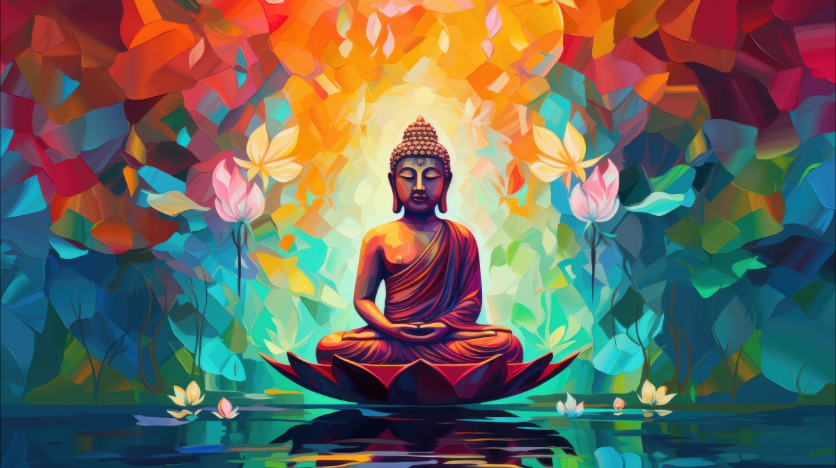 菩萨打坐高清壁纸，AI绘画打造，5K超清宗教图片，4K壁纸下载，5824x3264分辨率