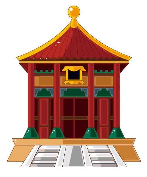 中国风宫殿建筑PSD素材，国潮高清PNG透明图片，设计元素免费下载