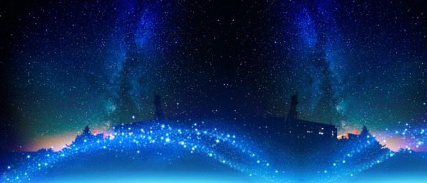 七夕情人节PNG素材，夜空荧光全屏海报背景，高清透明图片设计元素