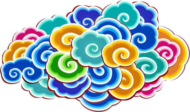 高清PNG国庆活动海报，彩色云彩效果，透明节日元素，设计素材下载