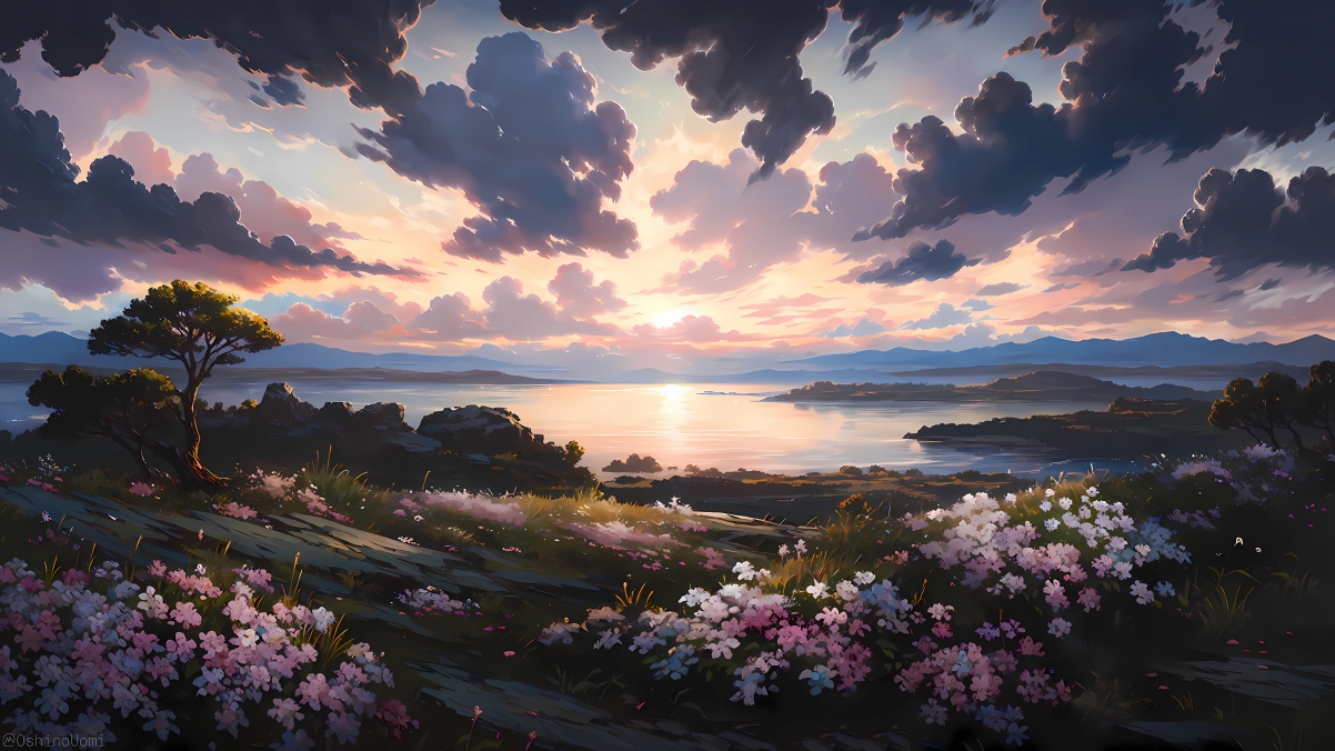 AI绘制绝美风景，群樱守望4K超清壁纸，高清3840x2160，免费下载