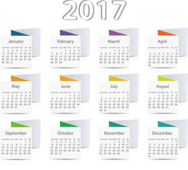 2017年精美日历台历矢量模板，高清PNG透明图片，PPT设计装饰元素，免费下载