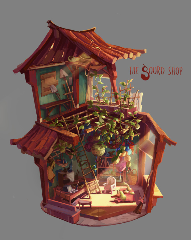 彩色悬空木屋PNG透明背景，卡通手绘建筑设计素材高清下载