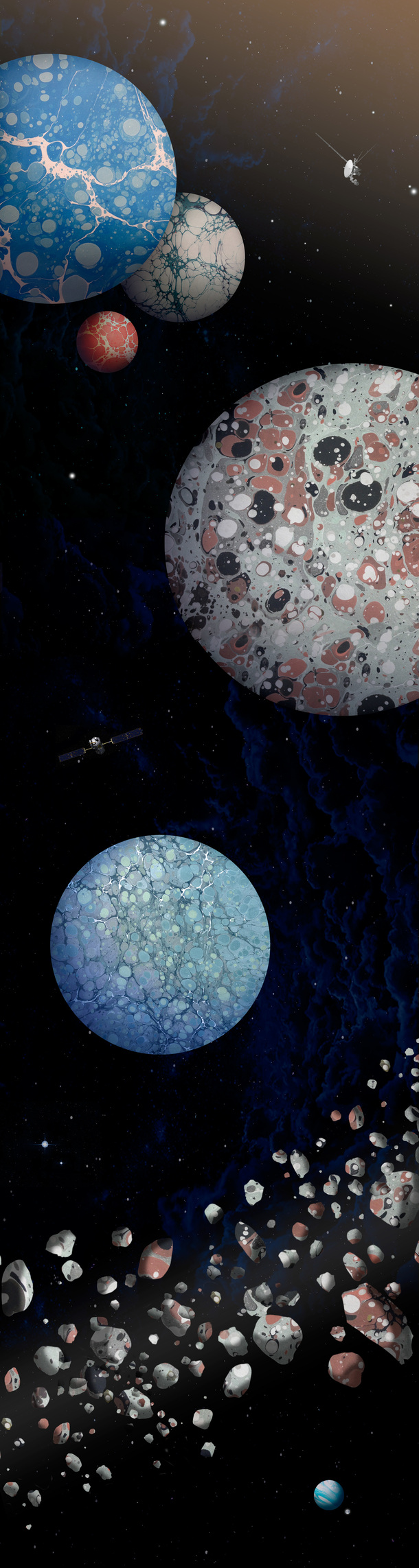 梦幻星球海报背景，高清彩色光滑表面PNG透明图片，抽象设计素材下载