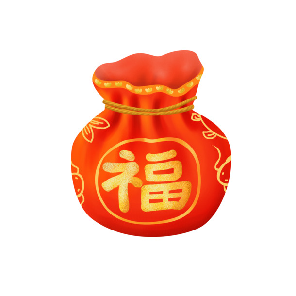 新年春节红色福袋PNG/PSD素材，高清透明图片，节日元素一网打尽！
