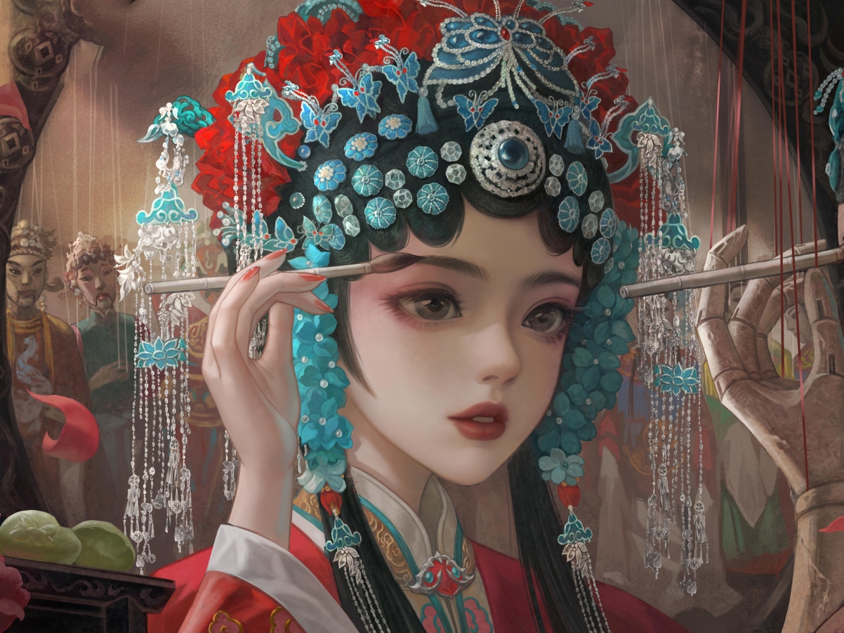 纸嫁衣，戏子美女中国风，绝美平板壁纸，2732x2048高清下载
