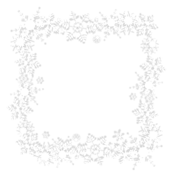 白色雪花边框PNG透明图片，高清装饰花纹，设计素材免费下载