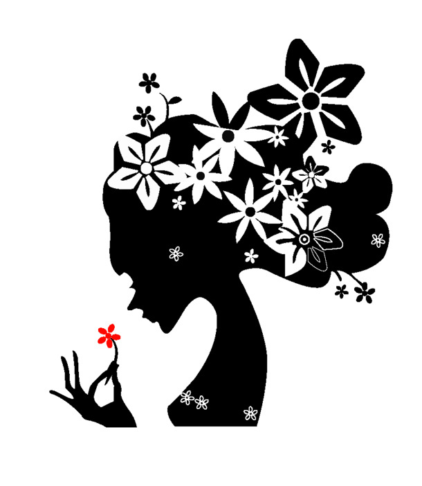 高清PNG透明花纹美女图片，精美装饰元素与设计素材下载