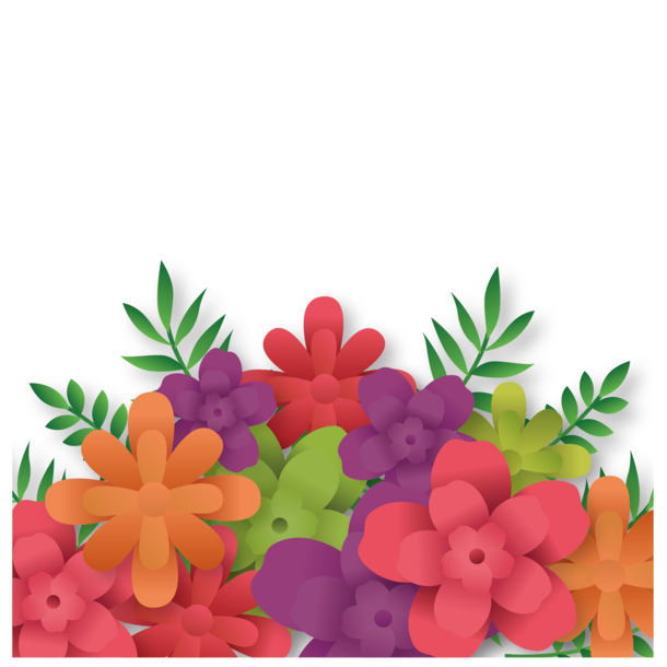 手绘卡通微立体花卉PNG素材，高清透明装饰花纹，设计必备下载