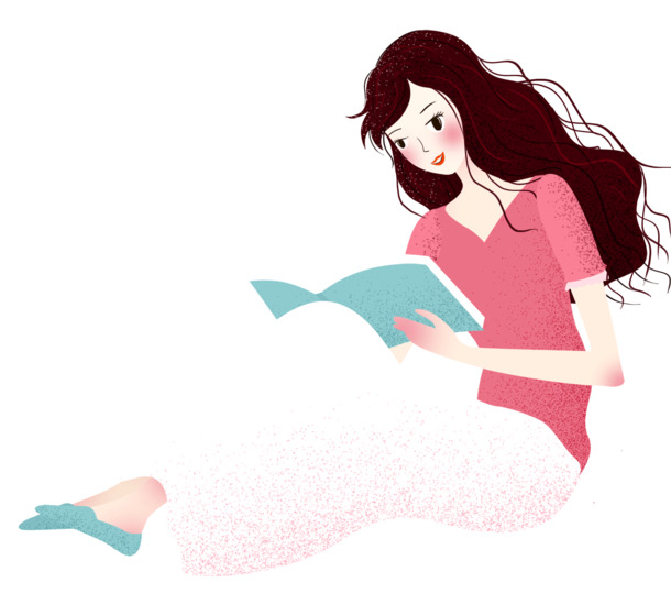 手绘长发美女插画PNG/PSD素材，高清透明，卡通元素丰富，下载即用