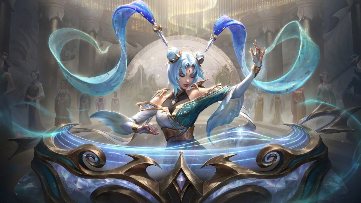 LOL英雄联盟，绝美琴瑟仙女娑娜，玉剑传说至臻皮肤，5K高清壁纸下载