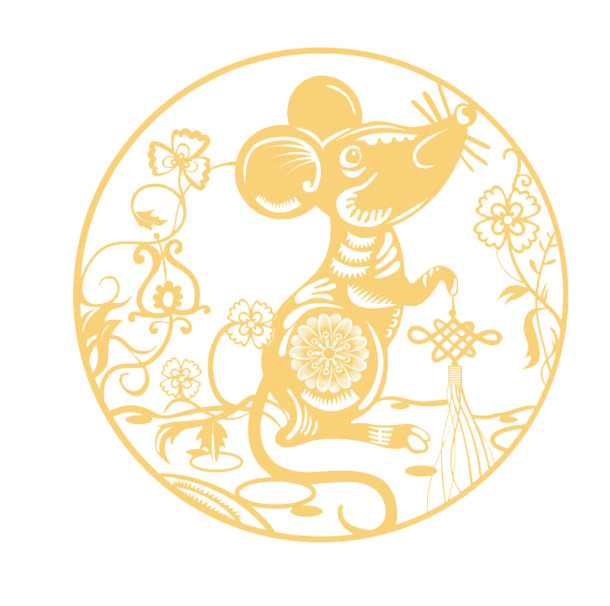 鼠年窗花剪纸PNG透明图，元旦春节元宵节日素材，高清下载