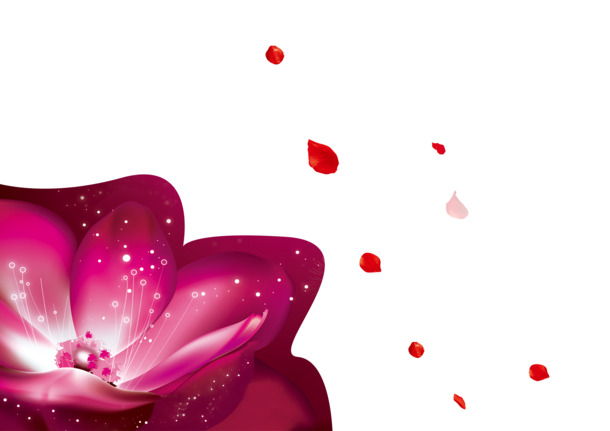 高清PNG透明素材，红色鲜花漂浮花瓣图片，设计元素免费下载