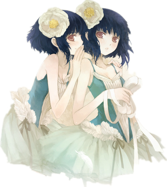 高清PNG透明素材，闺蜜女孩卡通立绘，漂浮花瓣元素设计图下载