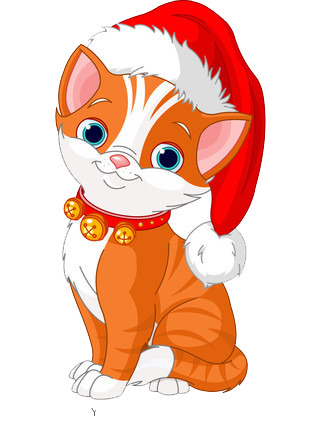 圣诞节可爱猫咪PNG素材，戴帽高清透明图片，节日元素设计下载