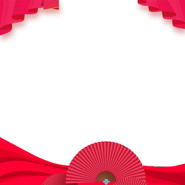 中国风纸扇飘带PNG透明图片，高清主图背景装饰元素，免费下载