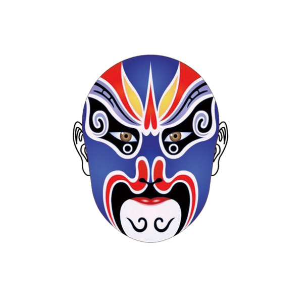 京剧蓝脸脸谱PNG透明图，高清免抠素材，一键下载