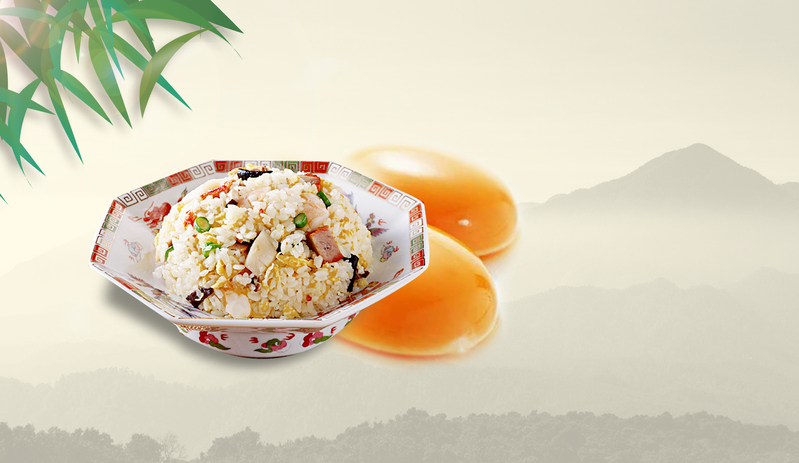 蛋炒饭诱人美味，高清复古中国风海报设计素材下载，激发食欲无限想象！