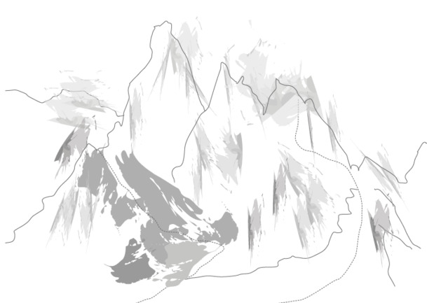 中国风简约山水PNG透明装饰元素，高清AI设计素材免费下载