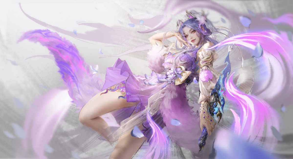 永劫无间玉玲珑，紫色裙装美女5K高清壁纸，4K游戏图片，超清5475x2981分辨率，立即下载